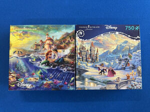 Thomas Kinkade Disney Puzzle Lot Of 2 Little Mermaid & Beauty Beast &The Beast